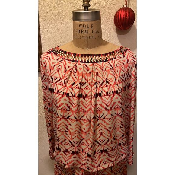 Dress Barn Geometric Multicolor Dress Size 14 - Picture 2 of 12